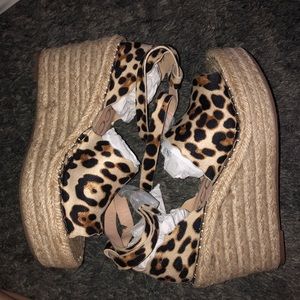 Leopard ankle wrap around size 7.5 wedges!
